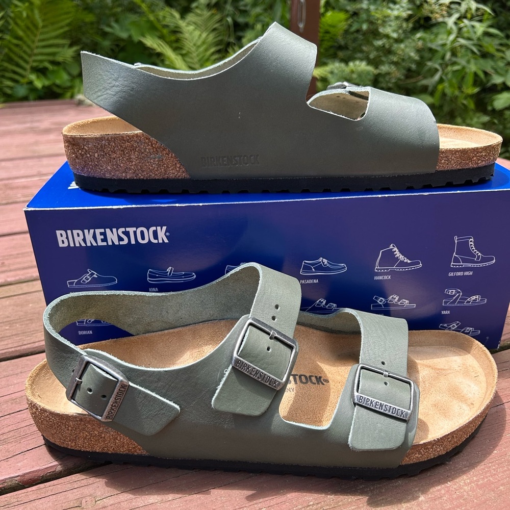 Birkenstock Milano Sandals - Leather - Vintage Wood Thyme Color